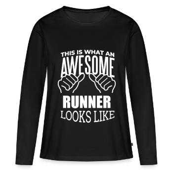 Running Running Running - Women's Premium Organic Long Sleeve Shirt - black - Front - Julia (174cm)