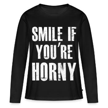 Souriez si vous êtes excité - T-shirt manches longues Premium bio Femme - noir - Devant - Julia (174cm)