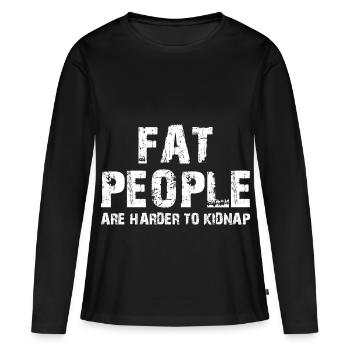 Les gros sont plus difficiles à kidnapper - T-shirt manches longues Premium bio Femme - noir - Devant - Julia (174cm)