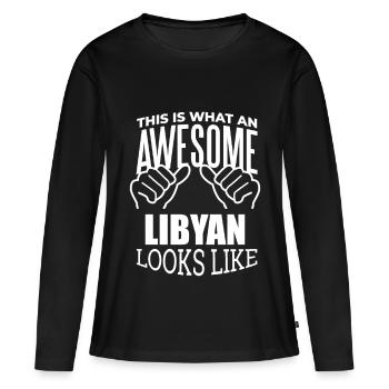 Libyen Libyen Libyen - Frauen Premium Bio Langarmshirt - Schwarz - Vorne - Julia (174cm)
