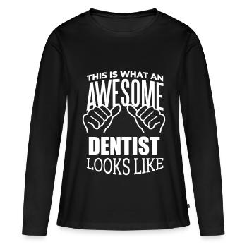 Dentiste Dentiste Dentiste - T-shirt manches longues Premium bio Femme - noir - Devant - Julia (174cm)