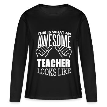 Enseignant Professeur Professeur - T-shirt manches longues Premium bio Femme - noir - Devant - Julia (174cm)
