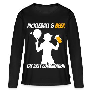 Pickleball et bière : la meilleure combinaison - T-shirt manches longues Premium bio Femme - noir - Devant - Julia (174cm)