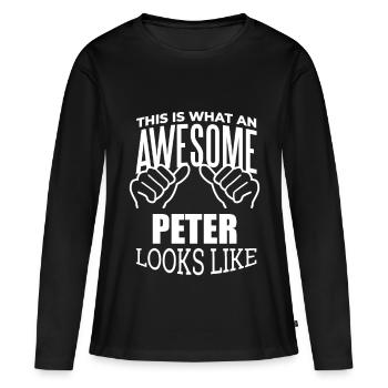 Peter Peter Peter - Frauen Premium Bio Langarmshirt - Schwarz - Vorne - Julia (174cm)