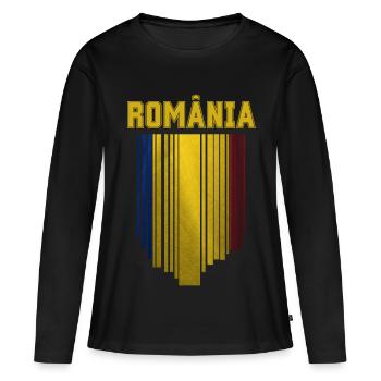 Drapeau roumain, fierté roumaine - T-shirt manches longues Premium bio Femme - noir - Devant - Julia (174cm)