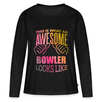 Bowling Bowling Bowling - T-shirt manches longues Premium bio Femme - noir - Devant - Julia (174cm)