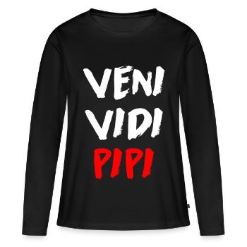 Veni Vidi Vici - Humour drôle sur les toilettes - T-shirt manches longues Premium bio Femme - noir - Devant - Julia (174cm)