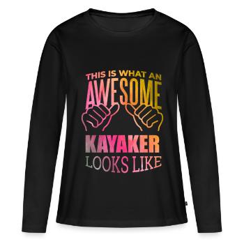 Kayak Kayak Kayak - T-shirt manches longues Premium bio Femme - noir - Devant - Julia (174cm)