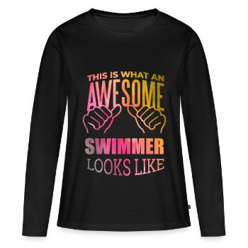 nageur - T-shirt manches longues Premium bio Femme - noir - Devant - Julia (174cm)
