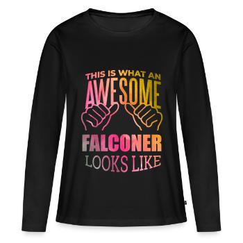 Fauconnerie Fauconnerie Fauconnerie Fauconnerie - T-shirt manches longues Premium bio Femme - noir - Devant - Julia (174cm)