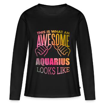 Verseau - T-shirt manches longues Premium bio Femme - noir - Devant - Julia (174cm)