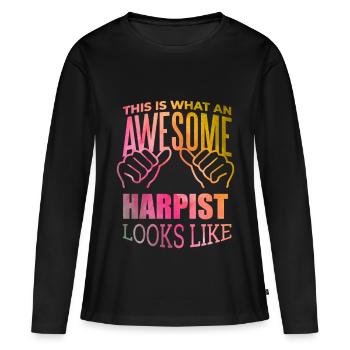 Harpe, harpe, harpe - T-shirt manches longues Premium bio Femme - noir - Devant - Julia (174cm)