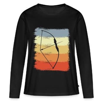 Arc et flèche vintage - T-shirt manches longues Premium bio Femme - noir - Devant - Julia (174cm)