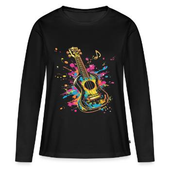 Ukulele Streetart - Frauen Premium Bio Langarmshirt - Schwarz - Vorne - Julia (174cm)