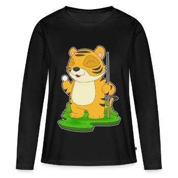 Tiger Billiard Queue - Frauen Premium Bio Langarmshirt - Schwarz - Vorne - Julia (174cm)