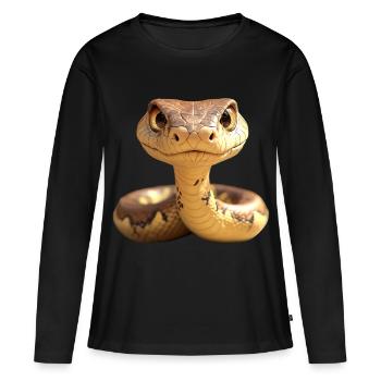Serpent Python Cobra Mamba Serpent à sonnettes Serpent - T-shirt manches longues Premium bio Femme - noir - Devant - Julia (174cm)