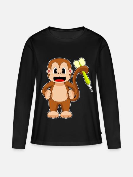 Affe Dart Dartpfeil - Frauen Premium Bio Langarmshirt - Schwarz