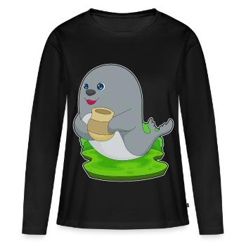 Vase de sceau - T-shirt manches longues Premium bio Femme - noir - Devant - Julia (174cm)