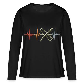 Pen and Ruler Heart Line - Women's Premium Organic Long Sleeve Shirt - black - Front - Julia (174cm)