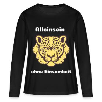 Être seul sans solitude : l’ léopard - T-shirt manches longues Premium bio Femme - noir - Devant - Julia (174cm)