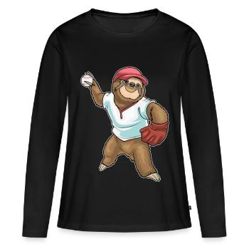 Gant de baseball Sloth - T-shirt manches longues Premium bio Femme - noir - Devant - Julia (174cm)