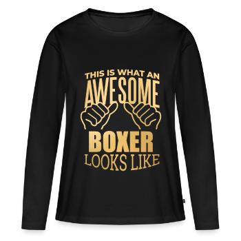Boxen Boxen Boxen - Frauen Premium Bio Langarmshirt - Schwarz - Vorne - Julia (174cm)