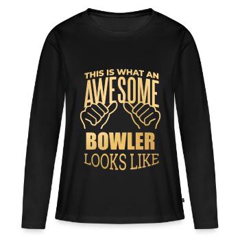 Bowling Bowling Bowling - T-shirt manches longues Premium bio Femme - noir - Devant - Julia (174cm)