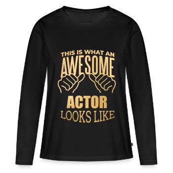 Acteur Acteur Acteur Acteur - T-shirt manches longues Premium bio Femme - noir - Devant - Julia (174cm)