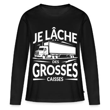 Je lâche des grosses caisses - T-shirt manches longues Premium bio Femme - noir - Devant - Julia (174cm)