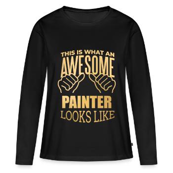 Painter Painter Painter - Women's Premium Organic Long Sleeve Shirt - black - Front - Julia (174cm)