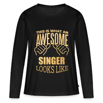 singen - Frauen Premium Bio Langarmshirt - Schwarz - Vorne - Julia (174cm)