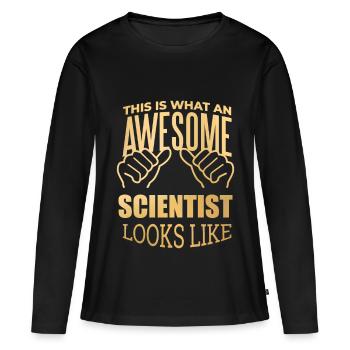 science - T-shirt manches longues Premium bio Femme - noir - Devant - Julia (174cm)