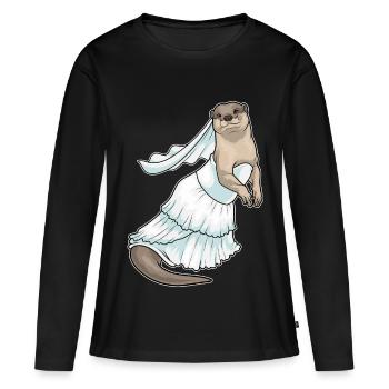 Robe de mariée Otter Bridal Wedding - T-shirt manches longues Premium bio Femme - noir - Devant - Julia (174cm)