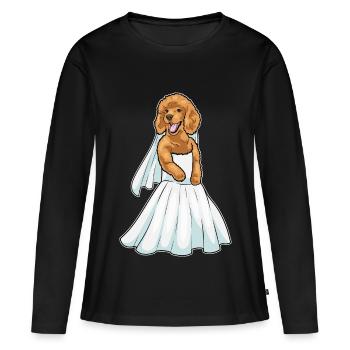 Robe de mariée caniche - T-shirt manches longues Premium bio Femme - noir - Devant - Julia (174cm)