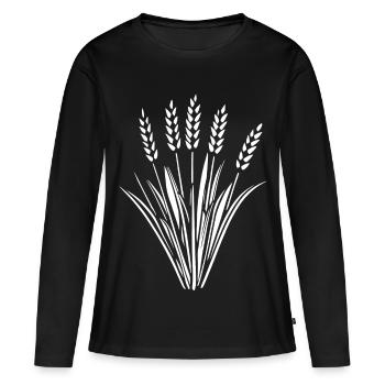 5 épis de blé - T-shirt manches longues Premium bio Femme - noir - Devant - Julia (174cm)