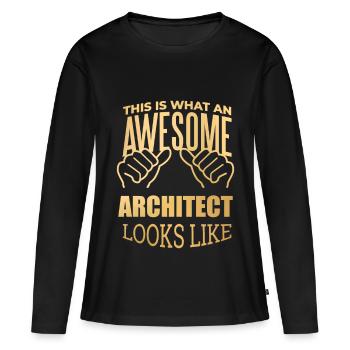 architecte - T-shirt manches longues Premium bio Femme - noir - Devant - Julia (174cm)