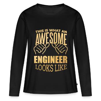 Ingenieur Ingenieur Ingenieur - Frauen Premium Bio Langarmshirt - Schwarz - Vorne - Julia (174cm)