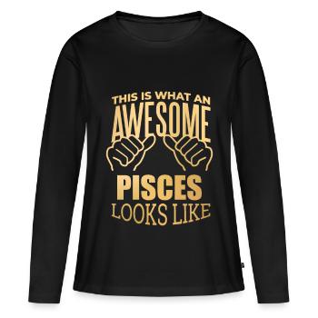 Poissons Poissons Poissons - T-shirt manches longues Premium bio Femme - noir - Devant - Julia (174cm)
