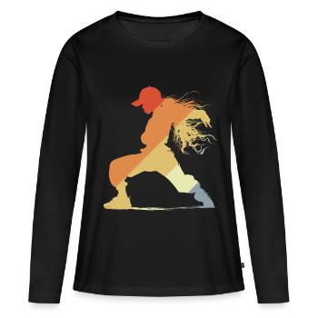 Vintage B-Girl - T-shirt manches longues Premium bio Femme - noir - Devant - Julia (174cm)
