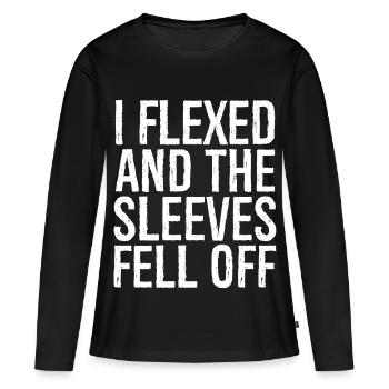 I flexed and the sleeves fell off - T-shirt manches longues Premium bio Femme - noir - Devant - Julia (174cm)