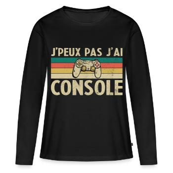 je peux pas j ai Console - T-shirt manches longues Premium bio Femme - noir - Devant - Julia (174cm)