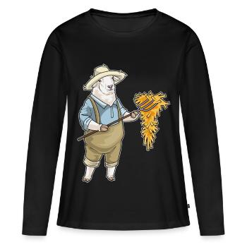 Schaf Landwirt Stroh Bauernhof - Frauen Premium Bio Langarmshirt - Schwarz - Vorne - Julia (174cm)