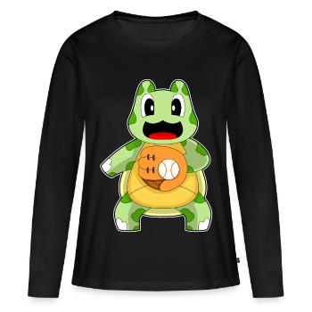 Gant de baseball Turtle - T-shirt manches longues Premium bio Femme - noir - Devant - Julia (174cm)