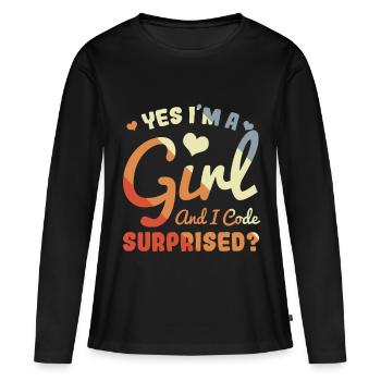 Developer - Women's Premium Organic Long Sleeve Shirt - black - Front - Julia (174cm)