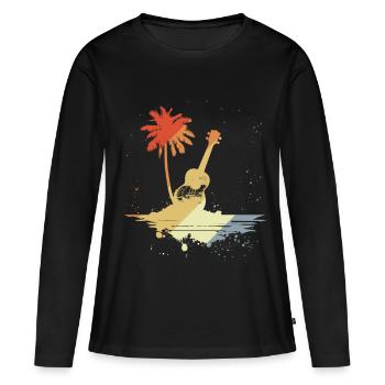 Ukulele Retro Style - Frauen Premium Bio Langarmshirt - Schwarz - Vorne - Julia (174cm)