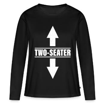Deux places - T-shirt manches longues Premium bio Femme - noir - Devant - Julia (174cm)