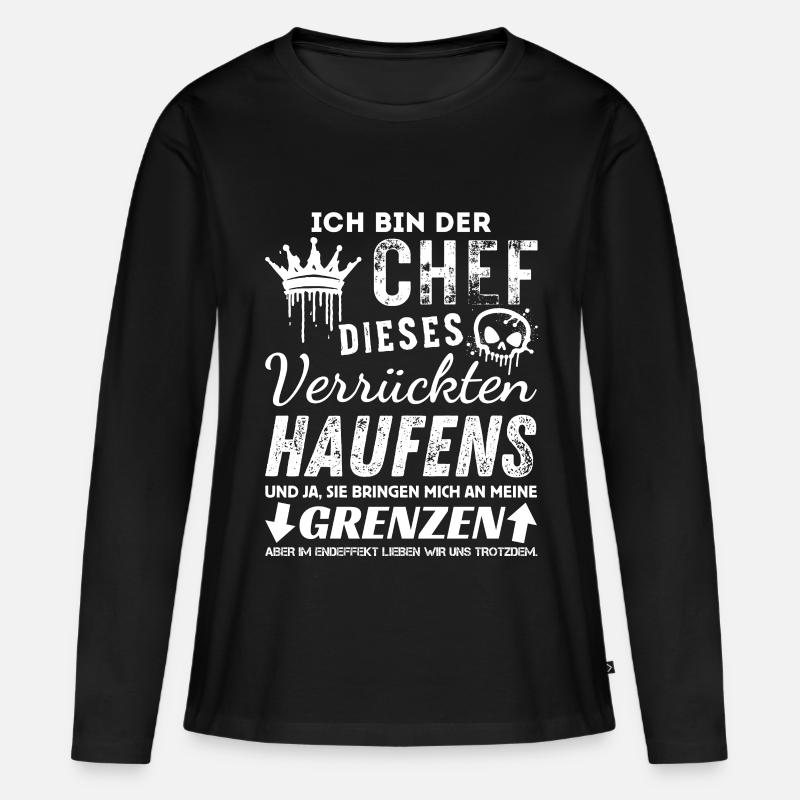 Stolzer Chef Geschenk – Lustige Sprüche & Teamwork - Frauen Premium Bio Langarmshirt - Schwarz