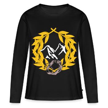 Bergbeklimmers, bergen, bergbeklimmen, abseilen, laurier - Vrouwen Premium Bio shirt met lange mouwen - zwart - Voor - Julia (174cm)