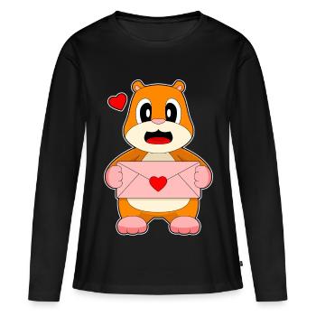 Lettre d’amour pour hamster - T-shirt manches longues Premium bio Femme - noir - Devant - Julia (174cm)