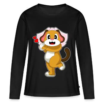 Chien Voile de mariée Mariage - T-shirt manches longues Premium bio Femme - noir - Devant - Julia (174cm)